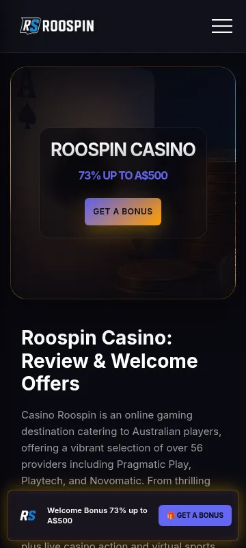 Roospin Casino mobile interface for Android and iOS access